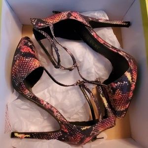 Multicolored Snakeskin Heels